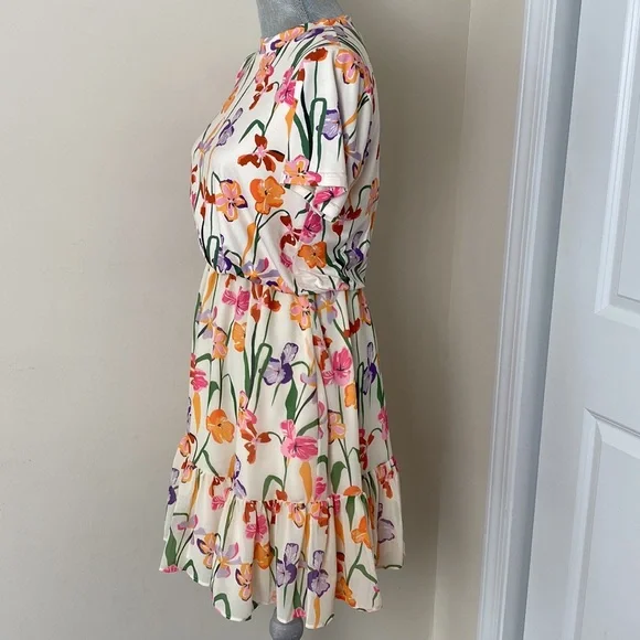 Fairy Core Colorful Blooms Floral Chiffon Skirt Mini Dress Size Small - Picture 5 of 12
